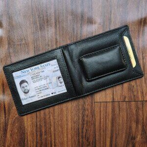 Leather bifold wallet, leather money clip, leather money clip wallet with RFID